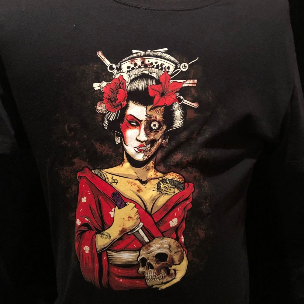 Dia De Los Muertos NEW T Shirt Medium M Woman w Knife in Skull Day Of The Dead